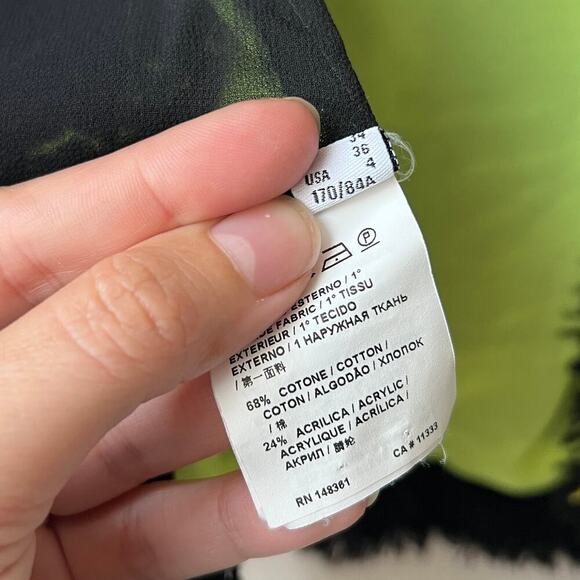 Pinko Black Neon Green Tweed Stripe Fringe Blazer Jacket Size US 4 - Picture 6 of 7